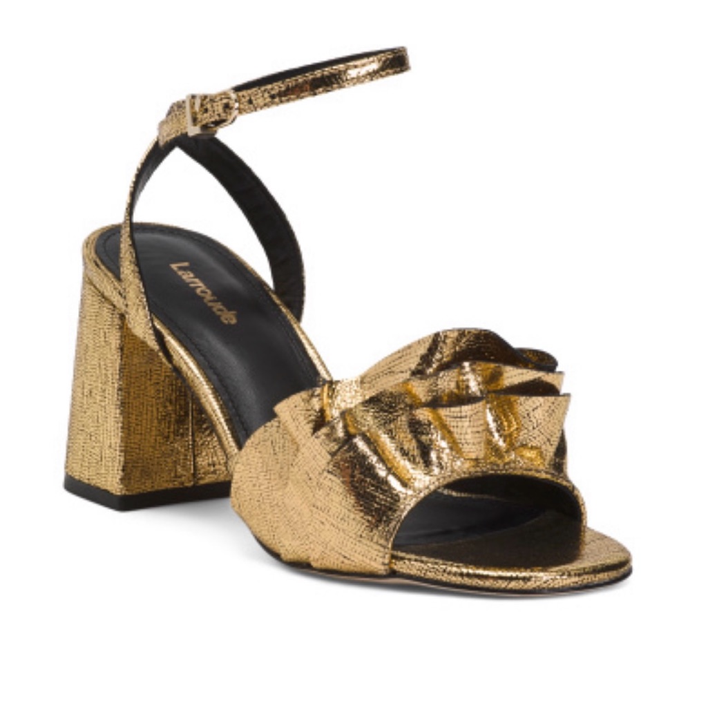 Larroude Made In Brazil Leather Selena Ruffle Sandals /New/ Never Worn/ Size 6.5